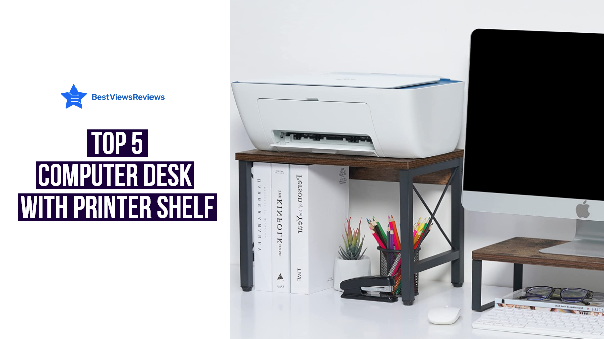 computer desk with printer shelf