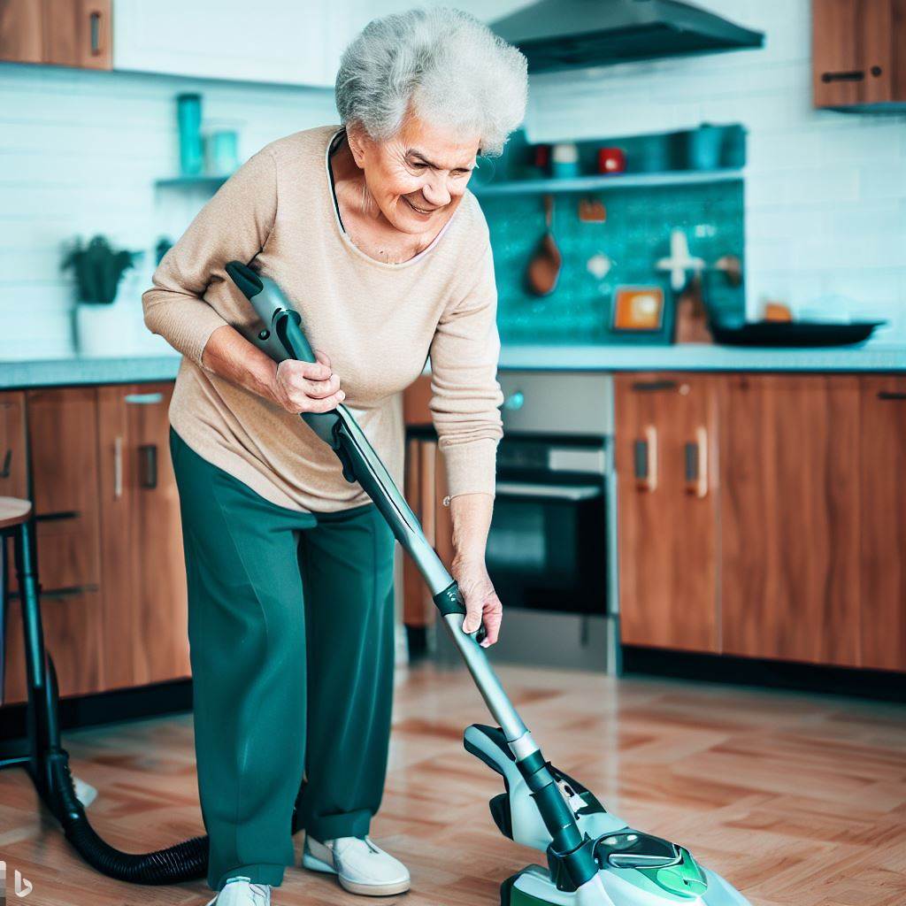 Lady using a steam mop