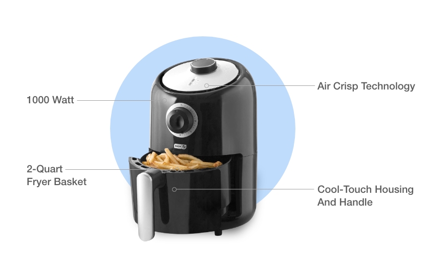 This Dash compact air fryer oven cooker is the perfect appliance for healthy and crispy cooking. With its compact size and versatile cooking options, you can easily air fry, roast, bake, reheat and more. Get your favorite fried foods without the guilt and enjoy the convenience of this must-have kitchen gadget. Buy now and experience the ultimate cooking experience at home!