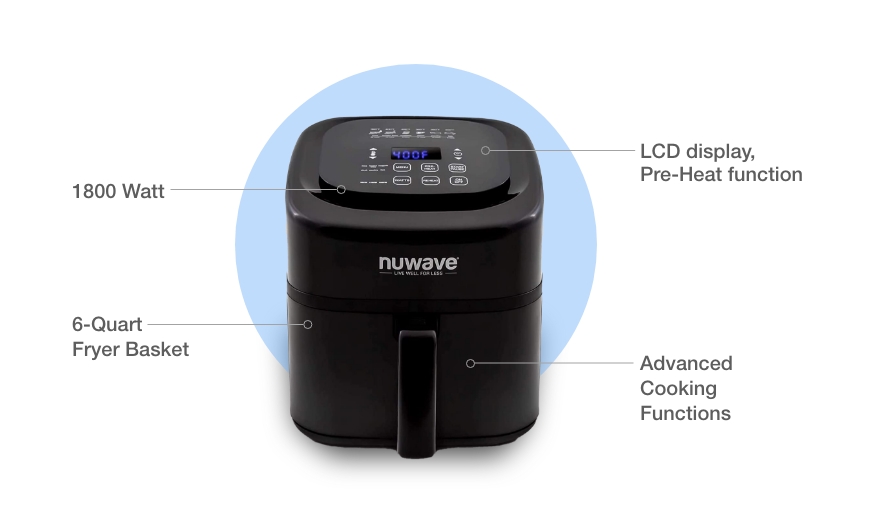 Elevate your cooking game with the NuWave Brio 6-Quart Healthy Digital Smart Air Fryer. This innovative kitchen appliance offers digital smart technology for precise cooking results, and its 6-quart capacity is perfect for families. Enjoy guilt-free frying with little to no oil, and indulge in deliciously crispy and healthy meals. With its sleek design and advanced features, the NuWave Brio 6-Quart Healthy Digital Smart Air Fryer is a must-have addition to any kitchen.